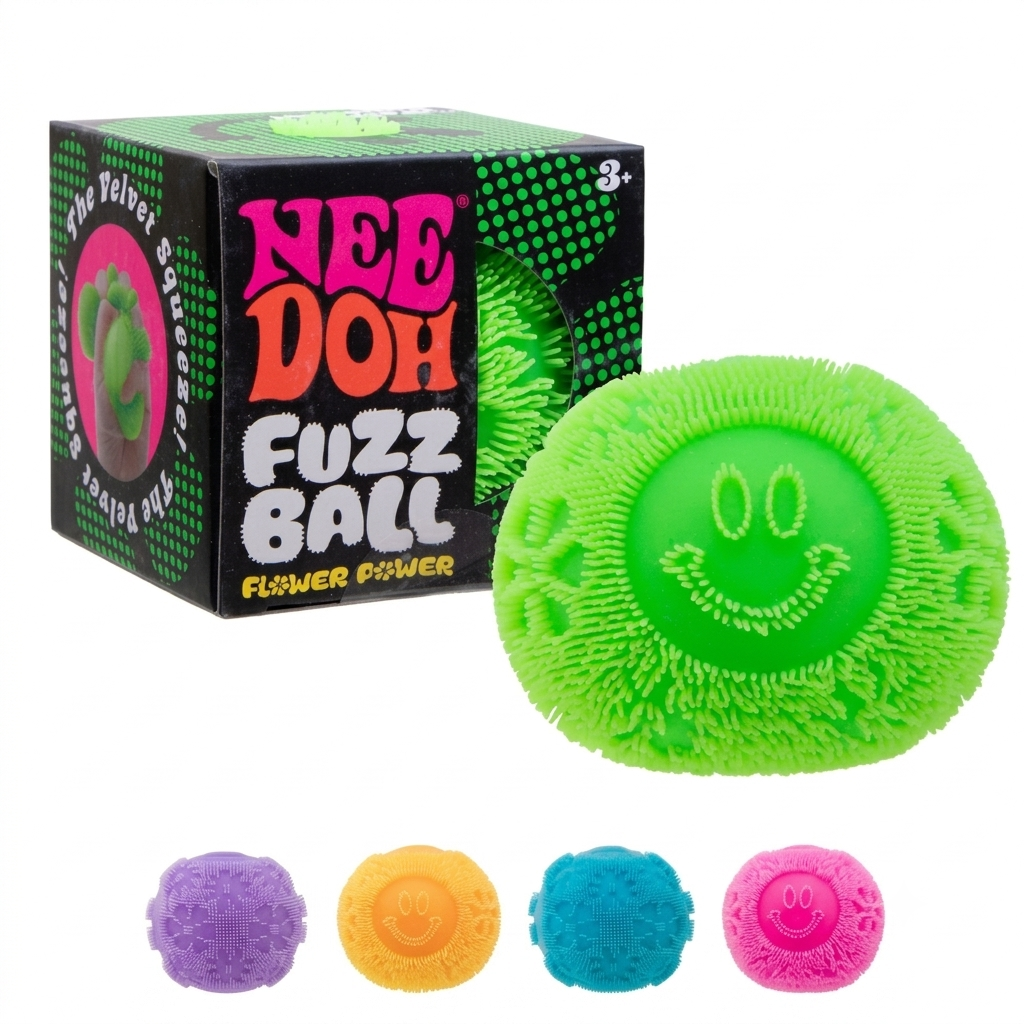 Needoh Fuzz Ball Flower Power Squish Stress Ball