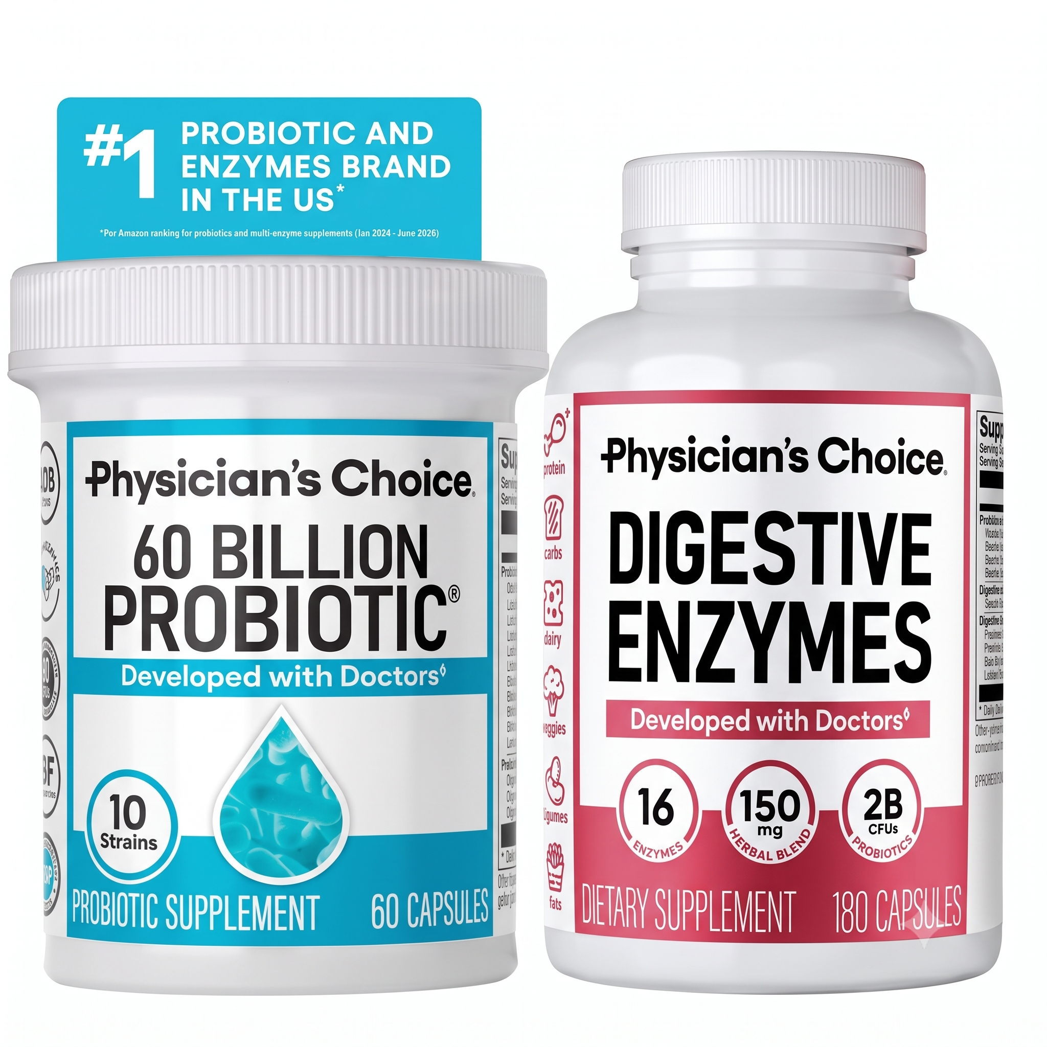 Probiotics 60 Billion Plus Digestive Enzymes Combo