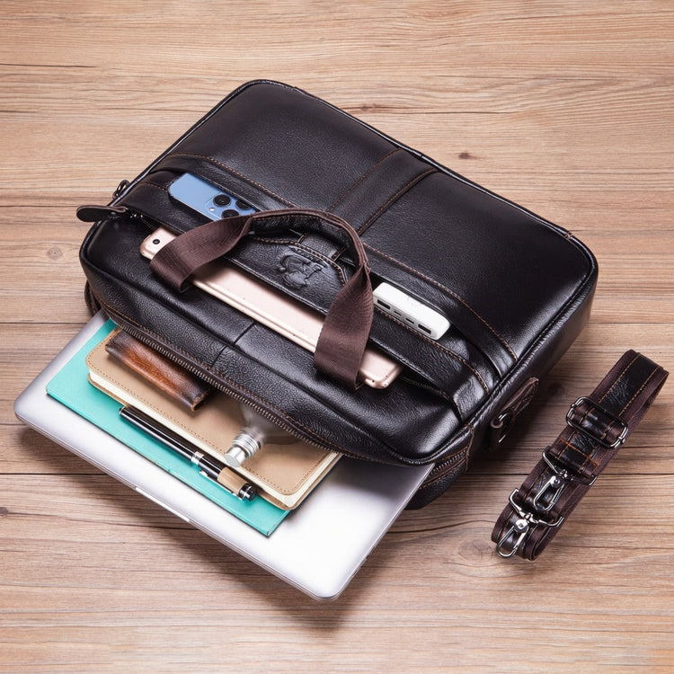 Men's Genuine Leather Laptop Briefcase 15.6
